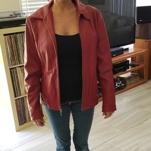 Red leather jacket